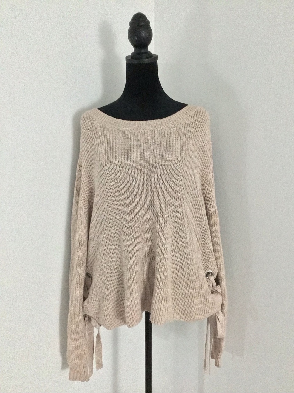 FATE Pink Champagne Women’s Tie-Side Scoop Neck Sweater, size S